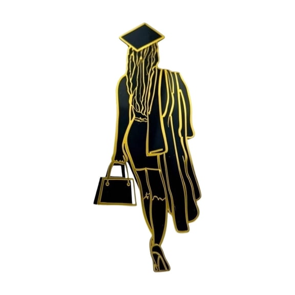 Graduation Cake Topper Acrylic Decoration for Party Dessert Display, Black and Gold Double Layer Doctor Theme Cake Add On, Commencement Cake Decor for Graduation Celebration B