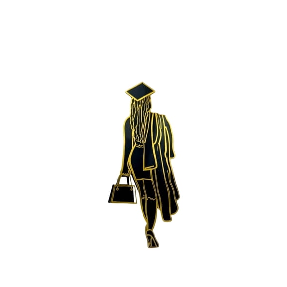 Graduation Cake Topper Acrylic Decoration for Party Dessert Display, Black and Gold Double Layer Doctor Theme Cake Add On, Commencement Cake Decor for Graduation Celebration B