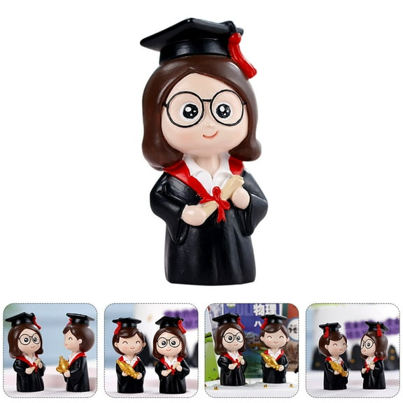 Graduation Cake Topper- Doctor Doll Decoration (6" Height, Resin, White Coat Design)