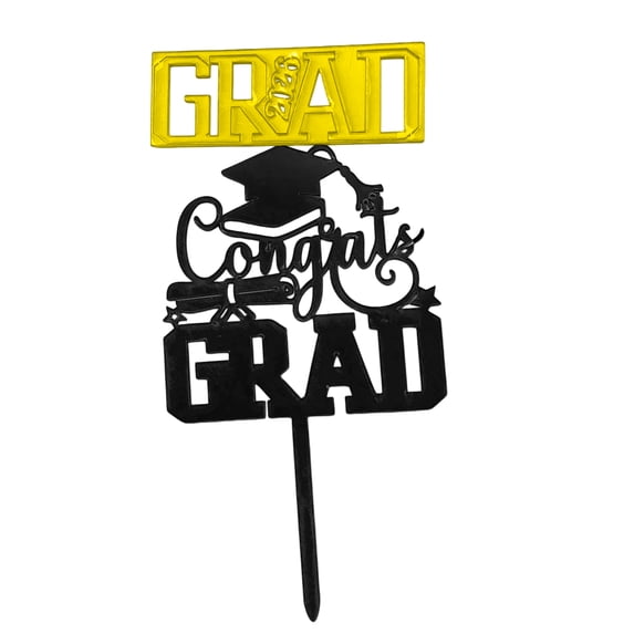 Graduation Cake Topper Yellow Acrylic 1 Pack Congrats Grad Cake Decoration For Graduation Party Celebration