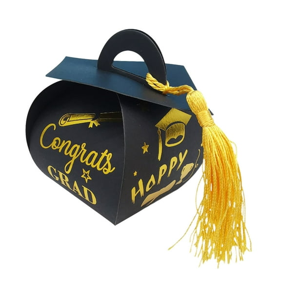 Graduation Candy Box, Doctoral Hat Favor Box, 10Pcs Mini Gift Box, Foldable Paper Container, Grad Season Party Supply, For Graduation Small Gift And Candy Packaging