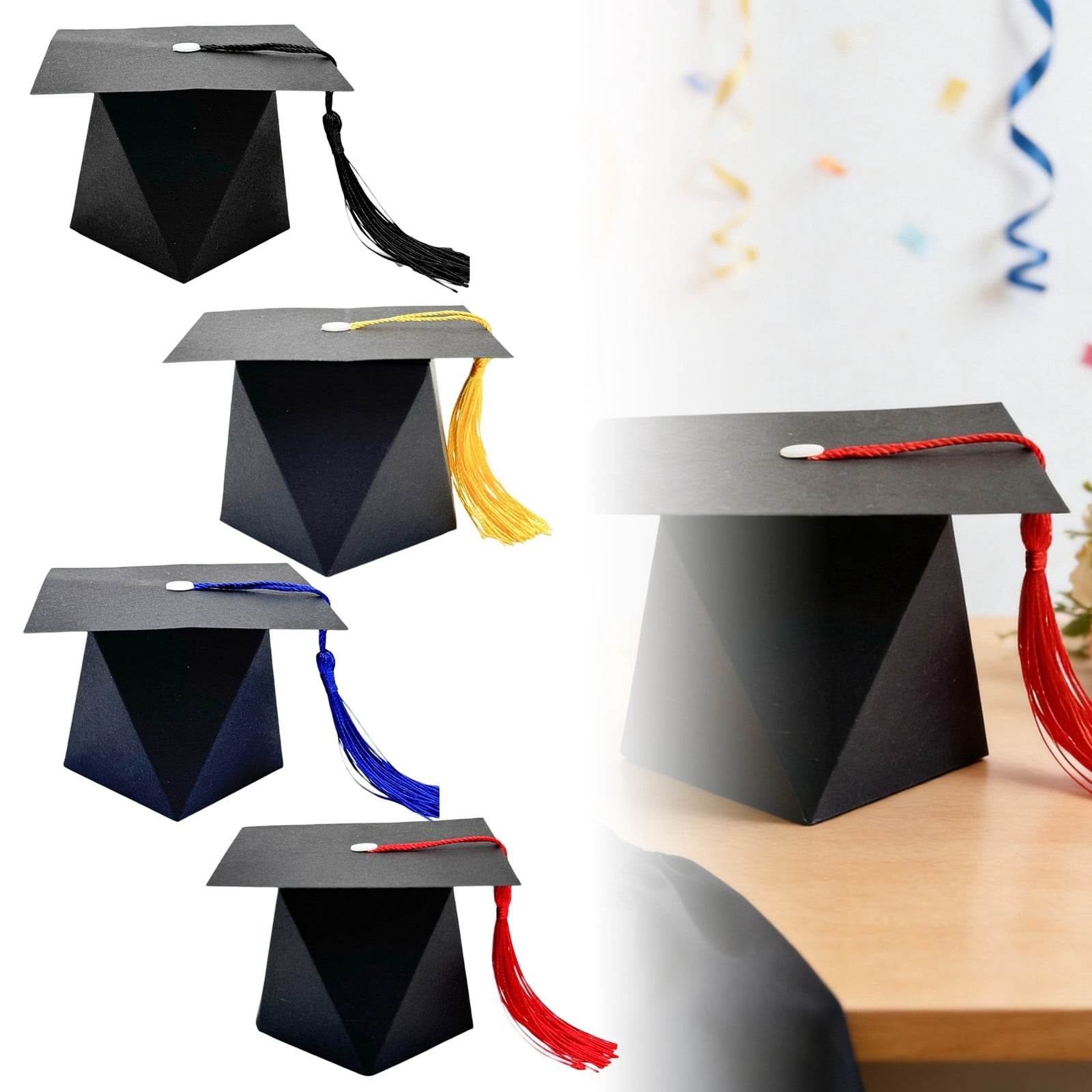 Graduation Candy Boxes 40 Pcs - Grad Cap Shaped DIY Gift Boxes for Party Favors, Graduation Decorations, and Ceremony Containers, Graduation Decorations Supplies (Mixed)