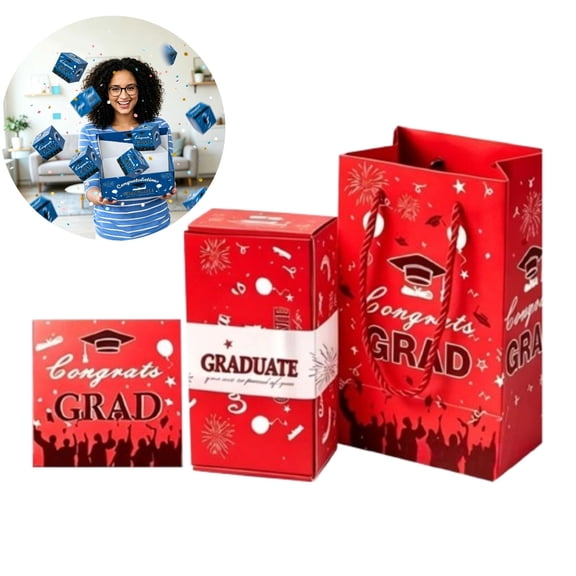 Graduation Candy Gift Box 10 Pcs, 2026 Surprise Explosion Pop Out Bounce Box with Confetti, Cash Gift Idea for Graduation Party Favors Red