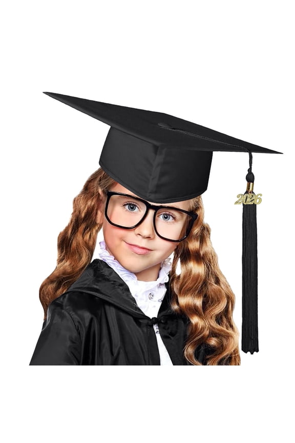 Graduation Cap With 2026 Tassel For Kids Adults, Preschool Kindergarten High School College Grad Headwear, Unisex Academic Mortarboard Graduation Back To School Valentines Birthday Gifts Black,M