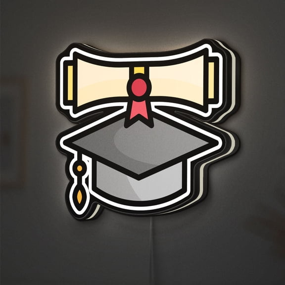 Graduation Cap 3D Novelty Light Box, Custom Text Option, PhD Doctorate Degree Lamp Decor for Education Milestones, Students and Academic Gift (Height 16 inch, 40cm)