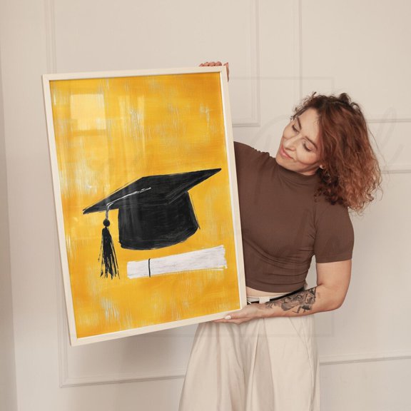 Graduation Cap And Diploma Graphic Modern School Wall Art 273