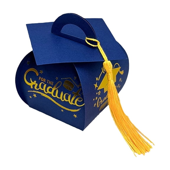Graduation Cap Candy Boxes Black Paper Graduation Gift Boxes with Tassel for Graduation Party Favors Treat Boxes for Graduation Celebration Blue