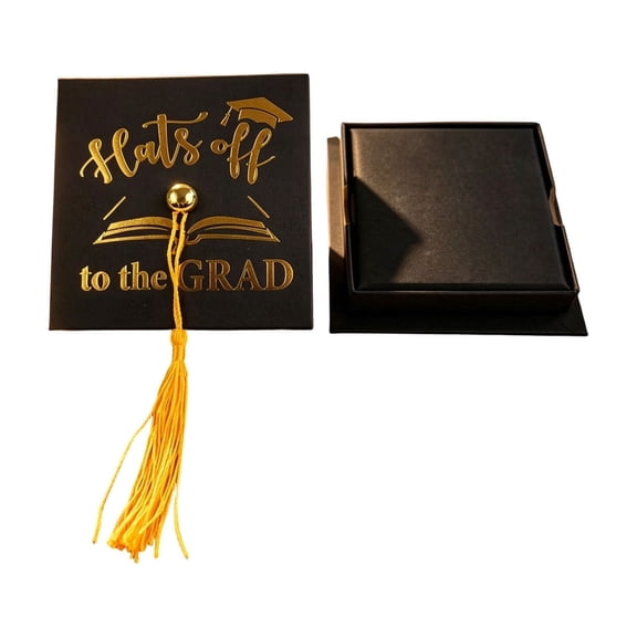 Graduation Cap Candy Boxes with Tassel, Black Cardstock Favor Boxes for Grad Party Decorations, Set of 1