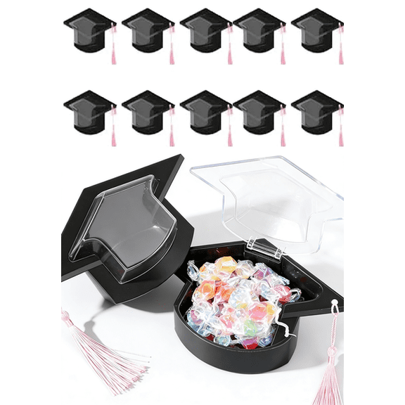 Graduation Cap Candy Cards – Greeting Card & Candy Box with Tassel, DIY Grad Cap Chocolate Holder for Graduation Party Favors & Decorations(RL 10 PCS)