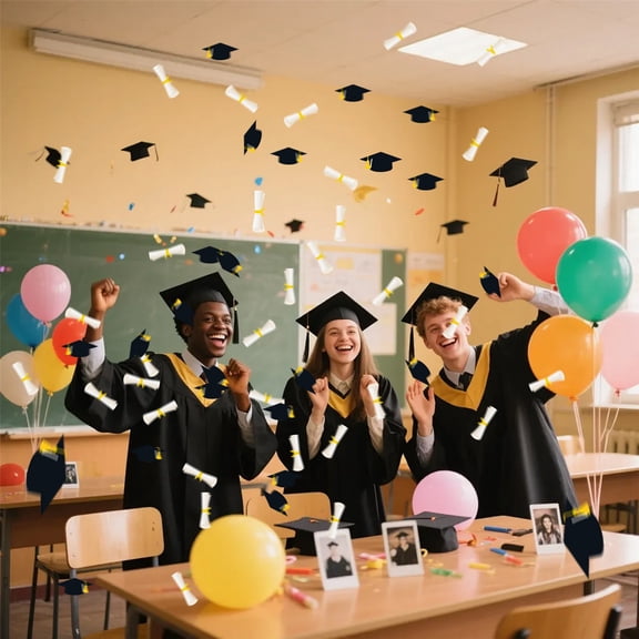 Graduation Cap Confetti, Black Grad Cap Table Scatter for 2026 Graduation Celebration, Congrats Grad Theme Party Decoration, Lightweight Festive Confetti for Scrapbooks , 500 Pieces of Paper Scraps