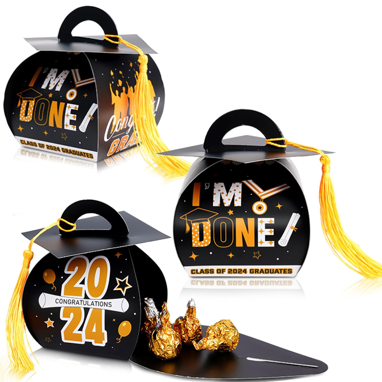 Graduation Cap Gift Box 30 Pcs 2024 Congrats Graduation Candy Box with ...