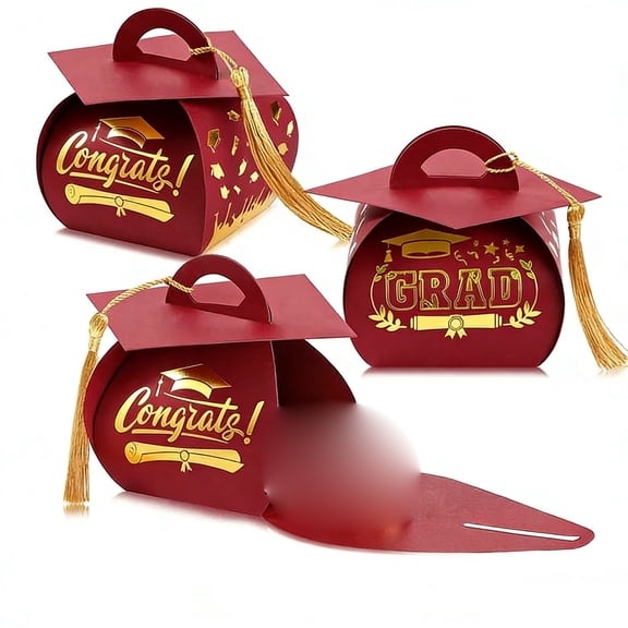 Graduation Cap Gift Box Bachelor Hat Shaped Keepsake Box for Graduation Ceremony Souvenir, Red