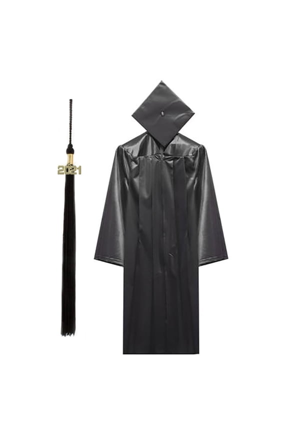 Graduation Cap Gown Tassel Set 2021 - Adult Black Medium