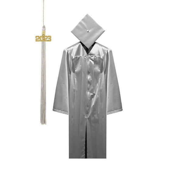 Tassel Depot Graduation Cap and Gown Set with Tassel - Made in USA - Perfect for High School or College 2023 - Silver - Small