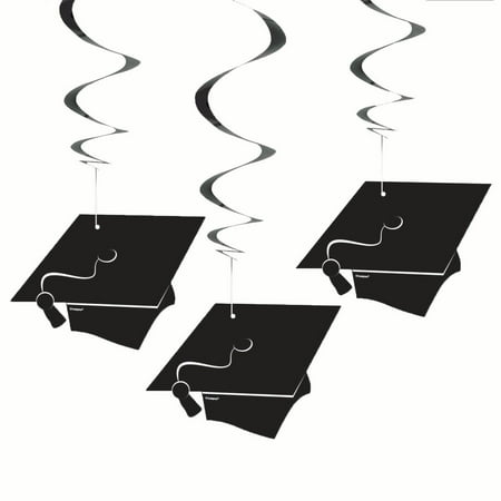 Graduation Cap Hanging Decorations, 26in, 3ct