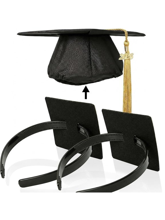Graduation Cap Headband, Anti-Fall Firm Hair Band for Graduation Cap, Secure Hat Insert Accessories for Graduates Students Women, Class of 2026(Black 1PCS)