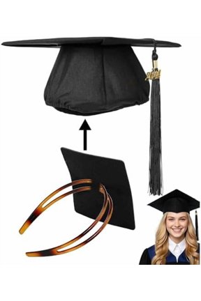 Graduation Cap Headband Brown Firm Anti-fall Hairband for Graduation Hat with Adhesive Felt,Adjustable Grad Cap Hair Hoop Hat Accessories for Graduates(04)