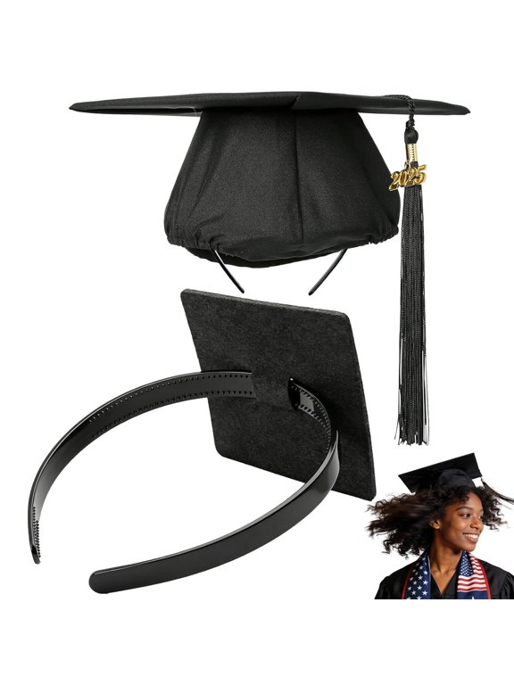 Graduation Cap Headband Insert, Black Anti-Slip Firm Hair Band, Graduation Hat Headband Holder for Secure Grad Cap And Hairstyle, Graduation Accessories for Students, Class of 2026 (2PCS Clear)