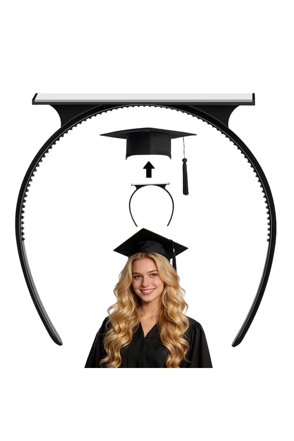 Graduation Cap Headband Insert, Grad Cap Headband Holder - Secures Your Graduation Caps & Keeps Hairstyle, Hat Accessories for Graduates, Students, Women