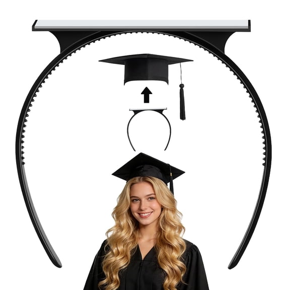Graduation Cap Headband Insert, Grad Cap Headband Holder - Secures Your Graduation Caps & Keeps Hairstyle, Hat Accessories for Graduates, Students, Women