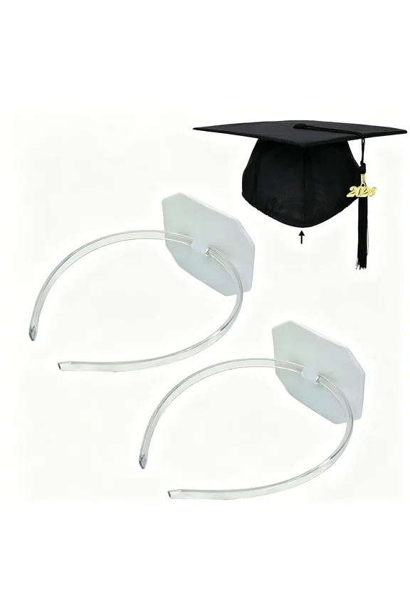Graduation Cap Headband Insert for Secure Fit, Anti-Fall Elastic Hair Band with Adhesive Felt for Curly & Straight Hair, Keeps Grads Cap in Place for Pictures
