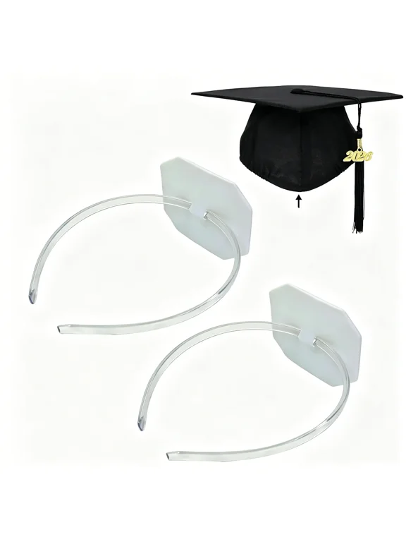 Graduation Cap Headband Insert for Secure Fit, Anti-Fall Elastic Hair Band with Adhesive Felt for Curly & Straight Hair, Keeps Grads Cap in Place for Pictures