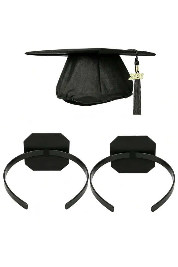 Graduation Cap Headband Insert for Secure Fit, Anti-Fall Elastic Hair Band with Adhesive Felt for Curly & Straight Hair, Keeps Grads Cap in Place for Pictures