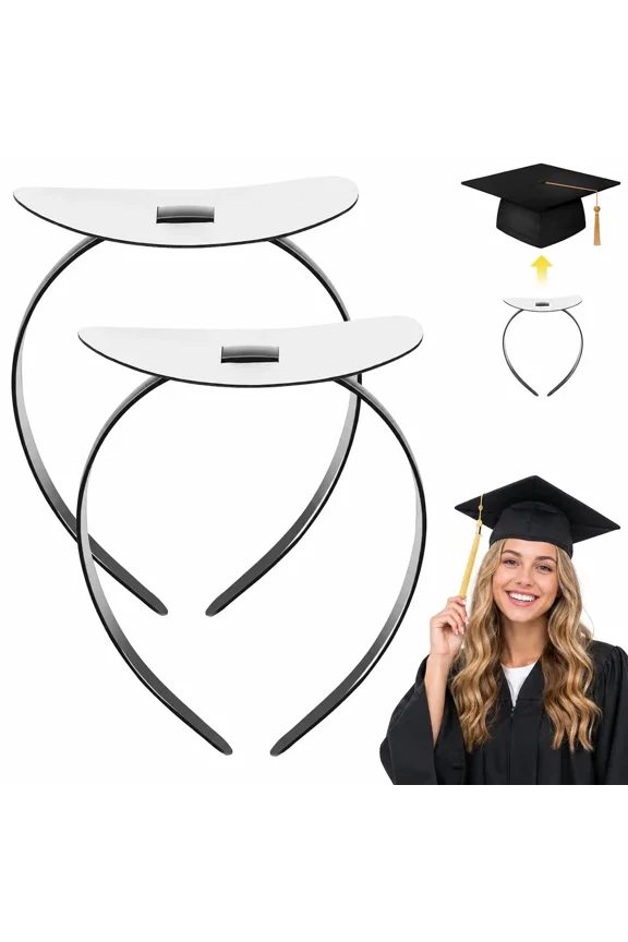 Graduation Cap Headband Insert for Secure Fit, Anti-Fall Elastic Hair Band with Adhesive Felt for Curly & Straight Hair, Keeps Grads Cap in Place for Pictures