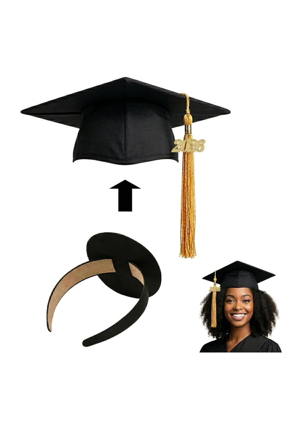 Graduation Cap Headband - Upgraded Anti-Slip Comfortable Grad Cap Headband Graduation Accessories for Graduates, Women, Students (Black 3pcs)