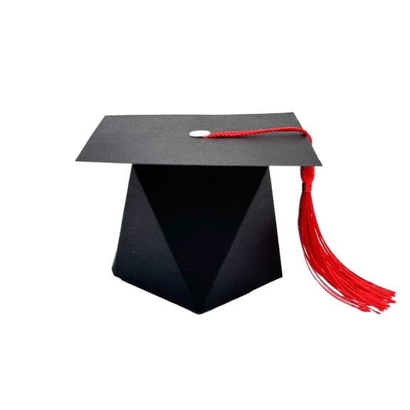 Graduation Cap Paper Candy Box, Black Tassel Grad Party Favor Box, Mortarboard Shaped Gift Container for Graduation Celebration Treat Packaging