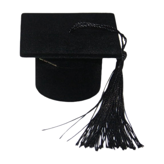 Graduation Cap Ring Box, Velvet Jewelry Gift Box for Graduation Party Favors, Graduation Gift for Him Her Friends(Black)