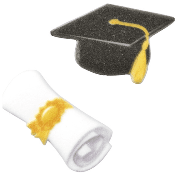Graduation Cap & Scroll Dec-Ons® Sugar Decorations,