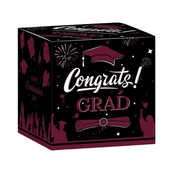 Graduation Cap-Shaped Ballot Box, Cardboard Decoration for Party Games and Messages, Foldable Design
