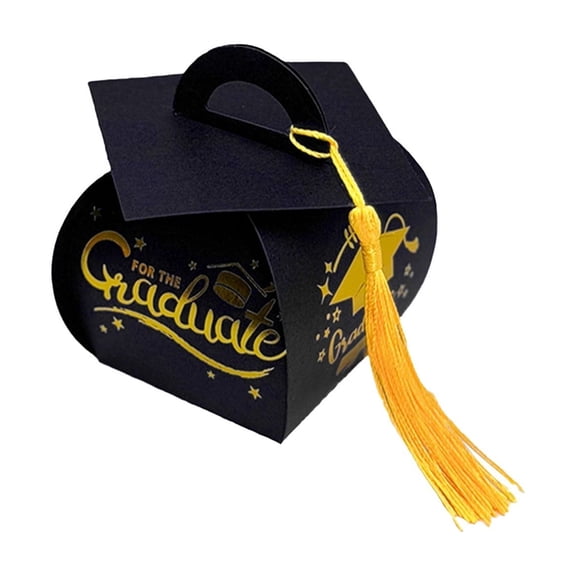 Graduation Cap Shaped Gift Box, Tassel Accent Paper Treat Holder for Ceremony Use, Compact Foldable Container for Chocolate Packaging and Grad Guest Favor Prep