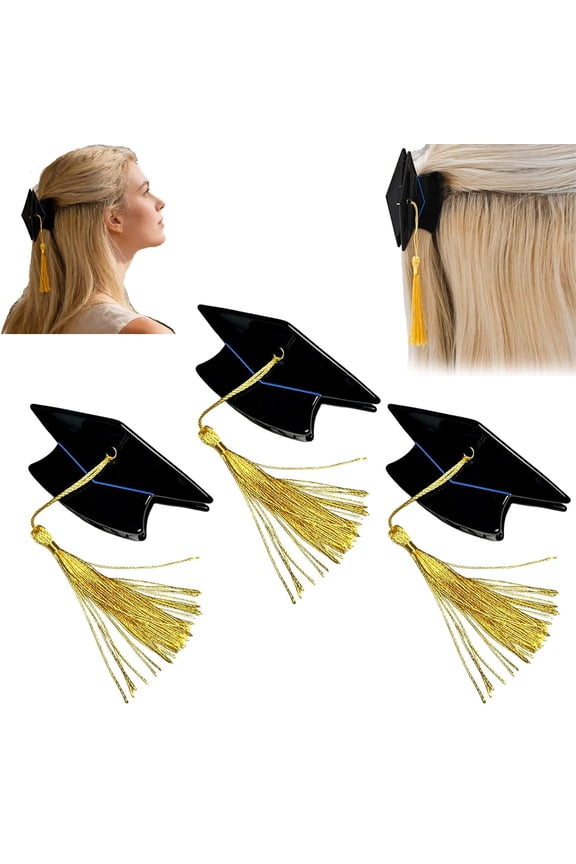 Graduation Cap Tassel Hair Clip, Mini Graduation Cap Hair Claw Clips for Women Girls, Doctoral Hat Headband, Cute Graduations Hair Accessory for Grad Photo and Graduation Ceremony (3PCS)