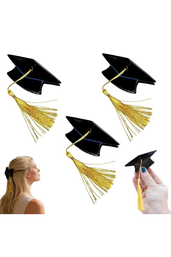 Graduation Cap Tassel Hair Clip,Mini Graduations Cap Hair Claw, Graduatio Caps Hair Clip, Graduatio Party Hair Accessory, College High School Graduatio Gift Decoration(3pcs - LI - black)
