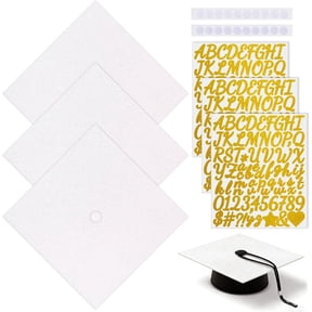 Graduation Cap Topper Base Kit 2026-350g Ultra-Thick Glitter Cardstock with Gold Letter Stickers - Pre-Cut Mortarboard Insert for DIY Decoration & Keepsake Frame