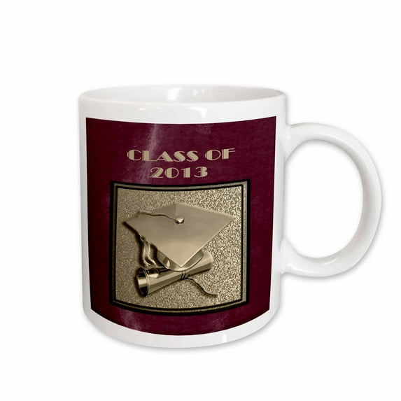 3drose, Graduation Cap with Diploma, 2013, Red and Gold, 15oz Mug