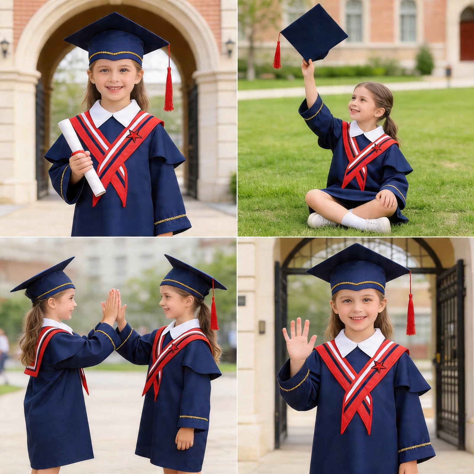 3t Cap Graduation Cap and Gown Unisex Robe for Kindergarten Children ...