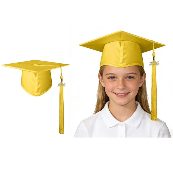 Graduation Caps for Kids Yellow Cap with Tassel Graduation Celebration