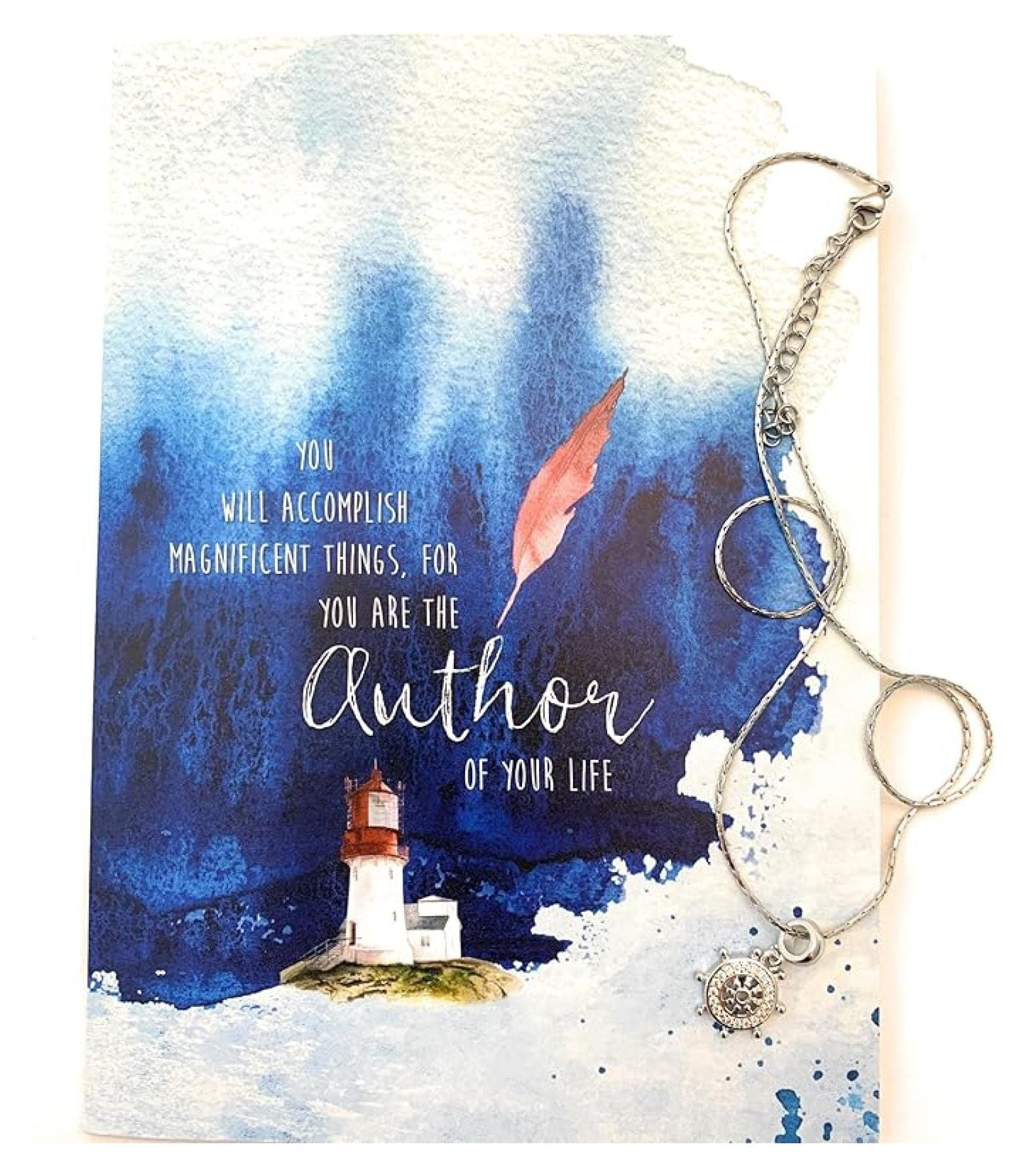 Graduation Card Author of Your Life Greeting Card and Necklace
