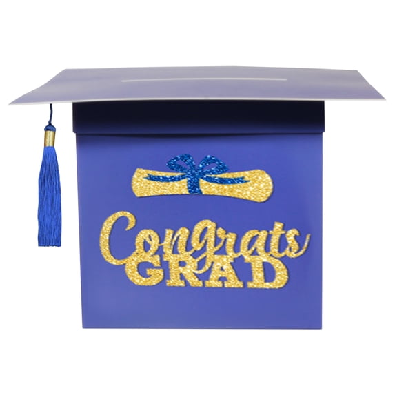 Graduation Card Box 2026,Graduation Gift Box,with Tassel Congrats Graduation Cap Card Holder,Thick Cardboard Material,Easy to Assemble,for Graduation Gift Box Party Supplies(B)