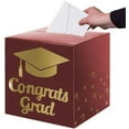 thumbnail image 1 of Graduation Card Box Holder, Congrats Grad Foldable Cardboard Decorations Box for Graduation Party Decoration and Grad Parties (Maroon), 1 of 10