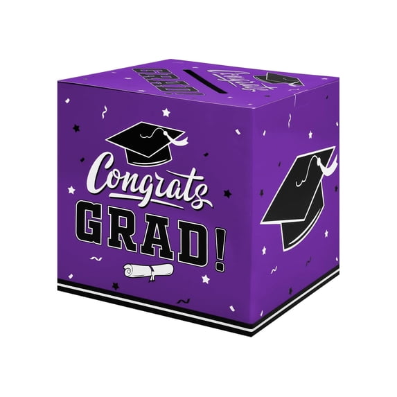 Graduation Card Box Holder, Congrats Grad Gift Money Box, Decorative Graduation Card Storage Case for High School College Grad Party Supplies