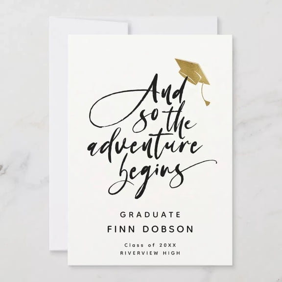 Graduation Card for High School Graduate And So the Adventure Begins Customizable Name and Year Perfect Gift for Graduates of Riverview High Class of 20XX