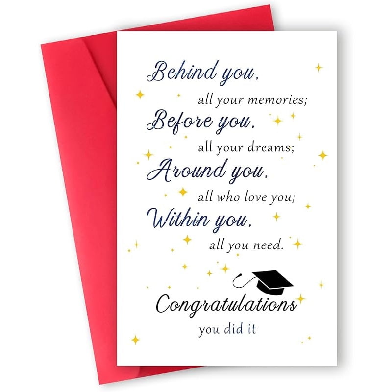Graduation Card  Inspirational Quote Design with Stars  Blank Inside for  Personal Messages  Perfect Congratulations Gift for Graduates - Walmart.com