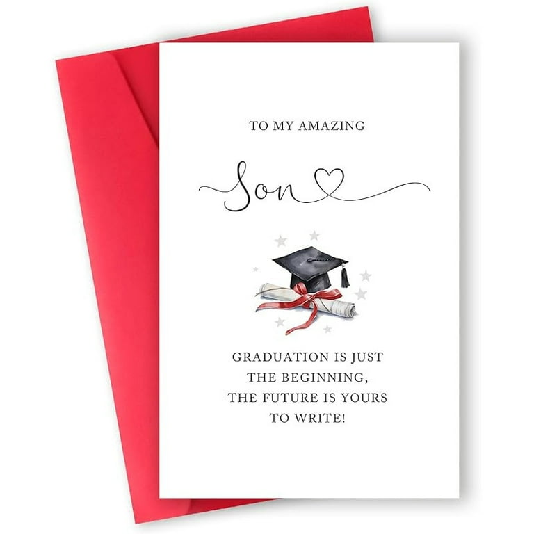 Graduation Card for Son  Inspirational Message with Graduation Cap Design   Envelope Included, Blank Inside  Perfect Gift for High School or College  Graduation - Walmart.com