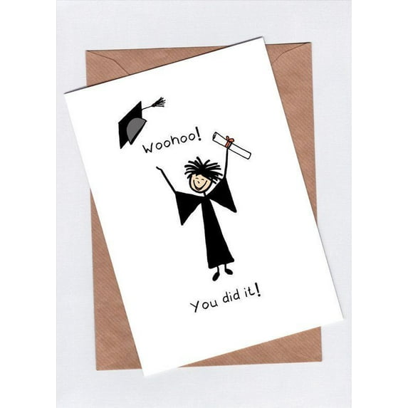 Graduation Card – “Woohoo! You Did It!” Celebratory Design – Blank ...