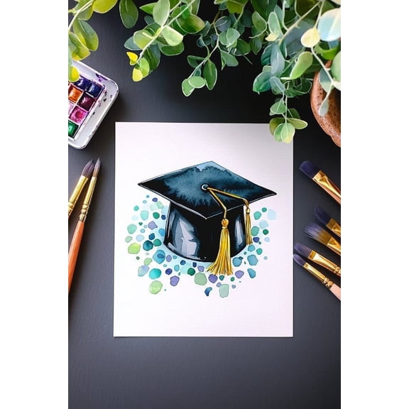 Graduation Card with Mortarboard Design – Blank Inside, Perfect for Celebrating High School and College Graduates – Includes Envelope