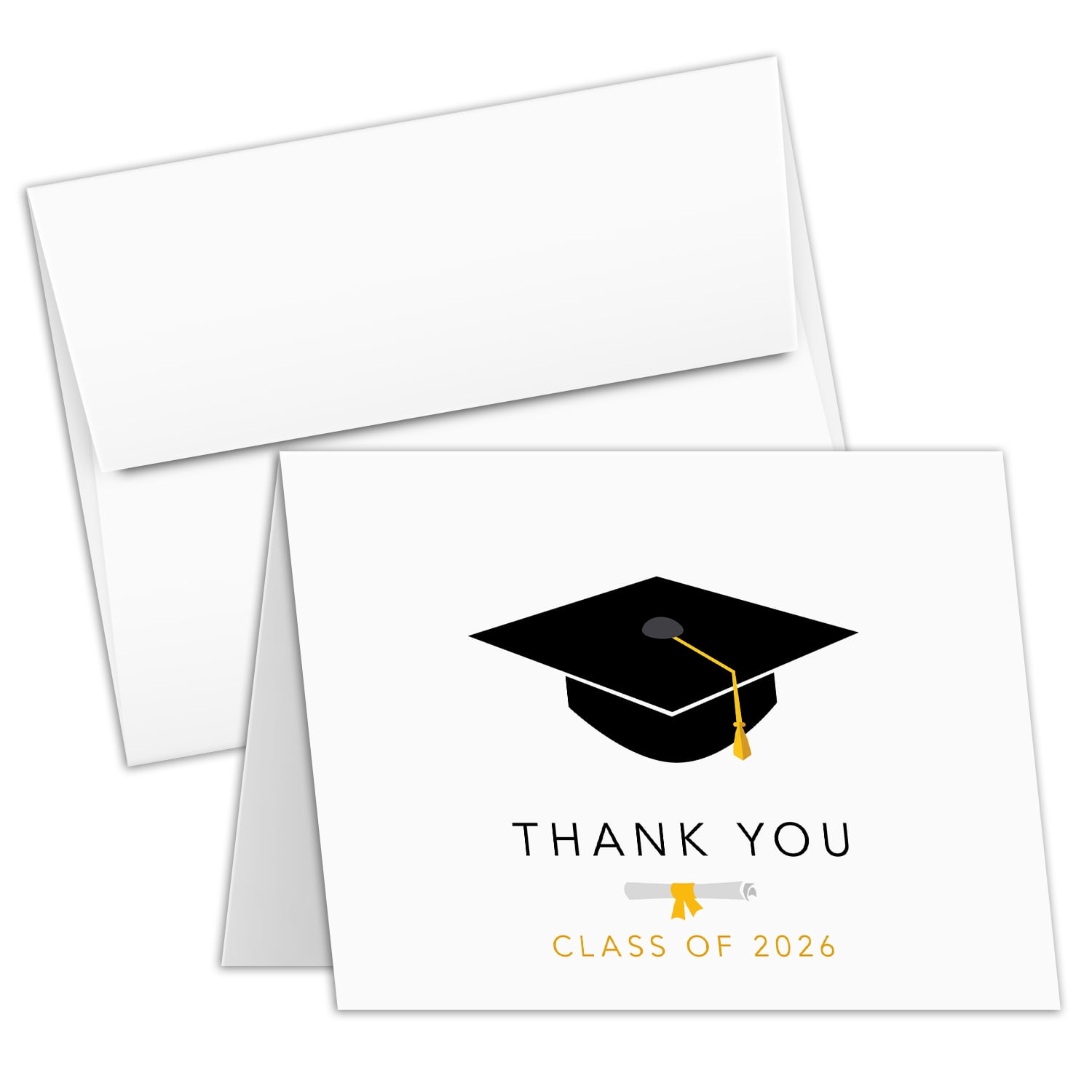 Graduation Cards 2026 – Thank You Card - Cute & Stylish Greeting, Appreciation, Celebratory Greeting Card | 4.25 x 5.5” When Folded (A2 Size) | 80lb Cover (216gsm) | 25 per Pack (Class of 2026)